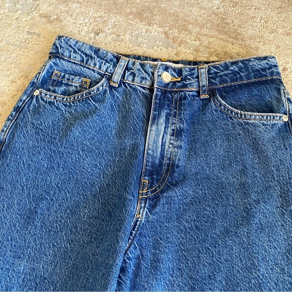 Zara Wide Leg Flare Jeans Retro Vintage Inspired Barrel Classic Blue Denim: 4 - Picture 2 of 10